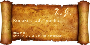Kerekes Jávorka névjegykártya